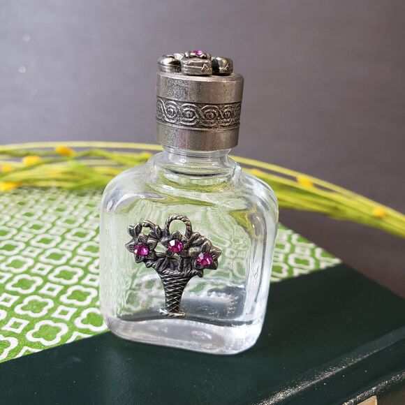 Other - Vintage Miniature Decorative Pink Rhinestone Glass Perfume Bottle 2" Mini